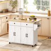 Kitchen Island with Storage, Rolling Kitchen Cart with Charging Station, Drop Leaf, Spice Rack, Towel Rack, Drawers