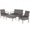 4 Pieces Patio Furniture Set with A Loveseat, Two Armchairs and A Coffee Table, Outdoor Conversation Set