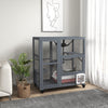 Cat Condo Wooden Indoor Cat House on Wheels with Cat Flap Door Platforms Hammock Openable Top for 2 Cats, Light Grey