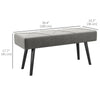 39 Inches Upholstered Bedroom Bench, Modern End of Bed Bench with Steel Legs, Grey