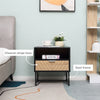 Modern Bedside Table with Drawer, Nightstand with Storage Shelf, Sofa End Table for Bedroom, Black and Oak