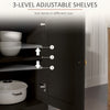 Kitchen Sideboard Cabinet with 2 Drawers, 4 Barn Doors and 2 Adjustable Shelves, Buffet Table for Living Room, Black