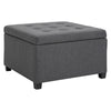 Tufted Storage Ottoman, Upholstered Accent Bench Seat, Cube Storage Box, Footrest Stool, Dark Grey