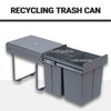 Pull Out Trash Can Under Cabinet, 10.6 Gallon (40L) Slide Out Garbage Can with 3 Removable Compartments, Grey