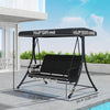 3 Person Porch Swing Outdoor Swing Chair with High Back Design, Side Pouches and Adjustable Canopy, Black