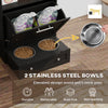 Pet Feeder Station Storage Cabinet, Dog Food Storage Container with Dog Raised Bowls, Watering Supplies