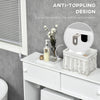 Modern Over The Toilet Storage, Bathroom Cabinets Over Toilet with 2 Sliding Doors, 3 Adjustable Shelves, White