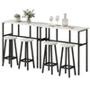Bar Table Set of 6, Bar Table and Stools for 4, 2 Breakfast Tables and 4 Stools for Living Room, White Marble