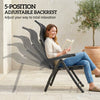Folding Patio Chairs Set of 2, 5-Position Outdoor Lounge Chairs with High Back, Retractable Footrest