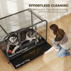 48 Inch Heavy Duty Dog Crate, Large Metal Dog Cage with Lockable Wheels and Removable Tray