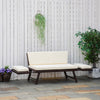 Convertible Rattan Sofa Bed Chaise Lounge Wicker Loveseat Armchair Double Seat with Cushion All Weather Patio Furniture Brown