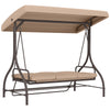 Convertible Patio Swing Bed with Canopy and Cushions, 3 Seater Porch Swing for Outdoor, Backyard, Garden