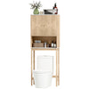 Over The Toilet Storage Cabinet with Adjustable Shelf, Open Shelf and Adjustable Bottom Bar, Oak