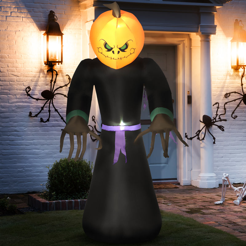 7ft Inflatable Halloween Decoration Pumpkin Reaper, Blow-Up Outdoor LED Yard Display with Lights for Garden, Party, Holiday