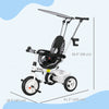 Qaba 6 in 1 Kids Tricycle with Removable Handlebar and Canopy, White