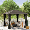 10' x 12' Deluxe Hardtop Gazebo with Metal Roof, Aluminum Frame Patio Gazebo Garden Sun Shelter Outdoor Pavilion with Curtains and Netting, Grey