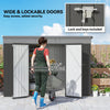 9' x 4' Galvanized Steel Garden Storage Shed with Lockable Doors, Gloves and 2 Air Vents for Backyard, Patio, Lawn, Dark Grey