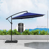 9.6ft Offset Patio Umbrella Garden Hanging Parasol Banana Cantilever Umbrella with Base, Crank, Blue