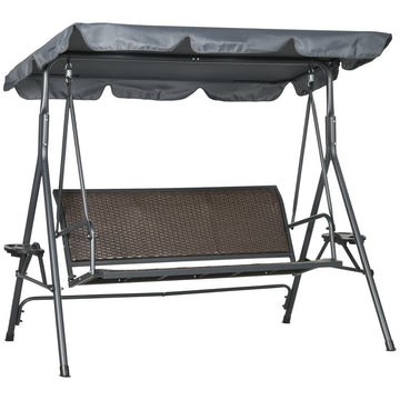 3-Seat Patio Swing Chair, Outdoor Canopy Swing Glider with Adjustable Shade