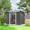 6' x 8.5' Outdoor Metal Garden Shed Utility Tool Storage Steel Backyard House, Dark Grey