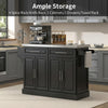 Stainless Steel Kitchen Island with Storage and Stainless Steel Top, Kitchen Trolley with Drawers, Cabinets, Towel Rack, Black
