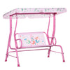 2-Seat Kids Porch Swing Chair, Children Outdoor Patio Furniture Lounge Chair for Garden, with Adjustable Canopy, Seat Belt, Mermaid Pattern, for 3-6 Years Old, Pink