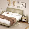 Nightstand Set of 2, Modern Bedside Table with Rounded Corners, Nightstand with Drawer and Open Shelf, Distressed White