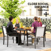 5 Piece Outdoor Dining Set with Round Table and 4 Stackable Chairs, for Backyard, Lawn, Deck, Balcony, Pool Side