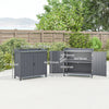 Garden Storage Cabinet, Outdoor Potting Bench Table with Galvanized Top and Shelf, Tool Shed with Double Doors, Grey