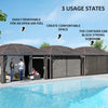 10x13 Hardtop Gazebo Aluminum Outdoor Canopy with Mesh Nettings Curtains Dark Grey