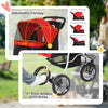 3 Wheel Folding Dog Stroller, Travel Carrier with Adjustable Canopy, Storage Brake, Mesh Window for S&M Dogs, Red