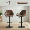 Adjustable Bar Stools Set of 2, Swivel Barstools with Footrest and Back, PU Leather and Steel Round Base, Coffee