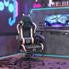 Cute Racing Gamer Chair, Faux Leather Gaming Chair with Footrest, Headrest and Lumbar Support, Pink