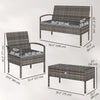 4 Pieces Patio Furniture Set with A Loveseat, Two Armchairs and A Coffee Table, Outdoor Conversation Set