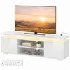 TV Stand for TVs up to 60 Inch, Modern Entertainment Center with LED Lights and Power Outlets, High Gloss White
