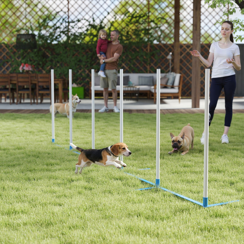 3PCs Portable Pet Agility Training Obstacle Set for Dogs w/ Adjustable Weave Pole, Jumping Ring, Adjustable High Jump