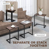 Nesting End Tables Set of 3, Industrial C-Shaped Snack Side Table with Steel Frame for Sofa Couch, Bed, Living Room, Rustic Brown