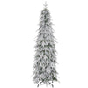 6ft Pencil Flocked Artificial Christmas Tree with 600 Branch Tips, Auto Open and Steel Base