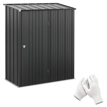 5' x 3' Outdoor Storage Shed, Steel Garden Shed with Single Lockable Door, Tool Storage Shed for Backyard, Black
