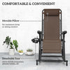2 in 1 Adjustable Zero Gravity Reclining Lounge Chair Garden Recliner and Rocker Foldable Sun Lounger Napping Seat w/ Headrest & Tray Brown