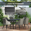 7 Piece Wicker Patio Furniture Set with Cushions, Umbrella Hole, Slatted Table Top, for Backyard, Porch, Garden, Balcony
