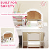 Qaba Kids Vanity Set, Toddler Dressing Table and Chair Set  with Lighted Mirror, Cabinet, Drawer and Shelves, White