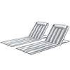 2 Pieces Beach Lounge Chair, Outdoor Folding Chaise Lounge Set w/ Pillow for Sunbath, Snap, Light Grey and White