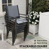 7 Piece Outdoor Dining Set with 6 Stackable Chairs, Rectangle Table, WPC Slatted Top, Rust-Resistant Steel Frame