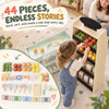 Kids Grocery Store Playset, Wooden Play Store with Play Food, Cash Register, Chalkboard, 44 Accessories for Ages 3-6