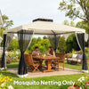 Replacement Mosquito Netting for Gazebo 10' x 12' Black Screen Walls for Canopy with Zippers, Cream White