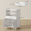 Microwave Cart with Wheels, Microwave Stand with Worktop, Open Shelves and Drawer, Storage Cabinet, White