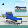 Folding Lounge Chair with 4-level Reclining Back & Cushion, Blue