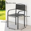 Stackable Patio Chairs Set of 4, Outdoor Dining Chairs with Slatted HDPE Seat, Armrests for Garden, Backyard, Black