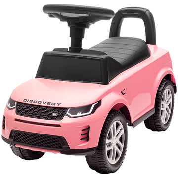 Qaba Licensed Land Rover Ride on Push Car with Anti-Tip Device, Under-Seat Storage, Horn, Engine Sounds for 18-36 M, Pink